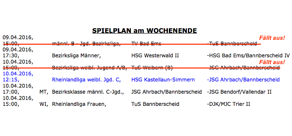 Handball am 9. und 10. April