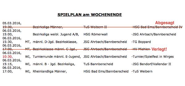 Handball am 5. und 6. März