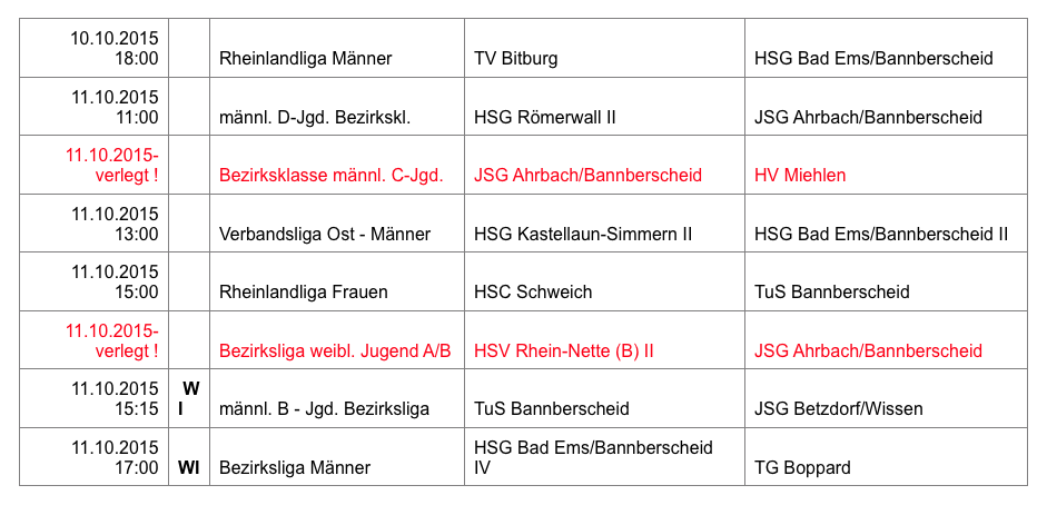 Handball am 10. und 11. Oktober