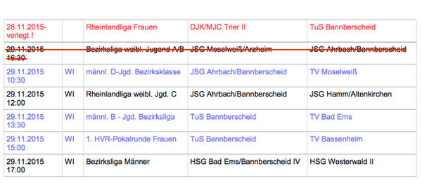 Handball am 28. und 29. November