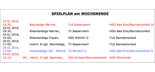 Handball am 23. und 24. Januar