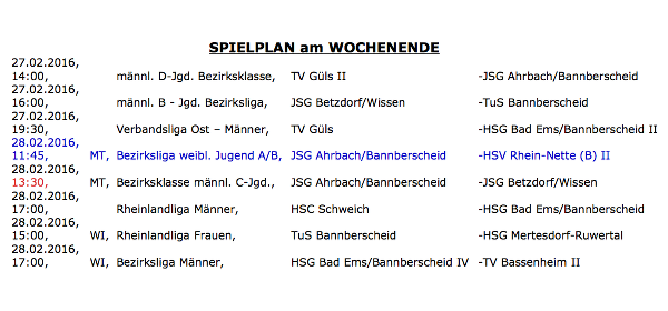 Handball am 27. und 28. Februar