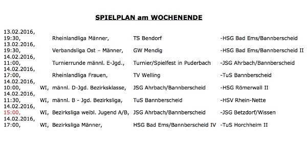 Handball am 13. und 14 Februar