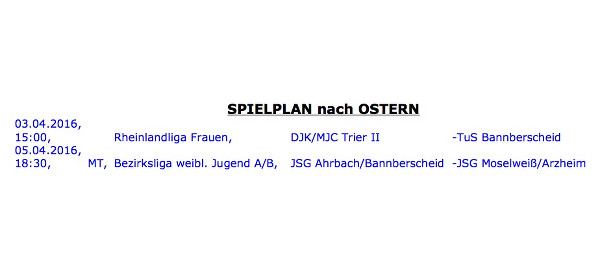 Handball nach Ostern