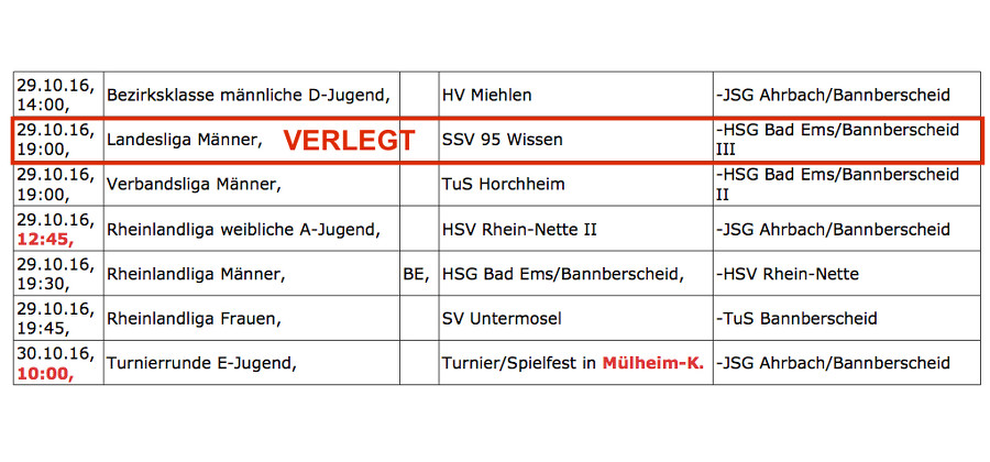 Handball am 29. und 30. Oktober