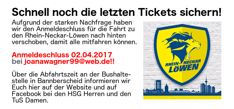 Anmeldeschluss für die Löwen-Fahrt verlängert