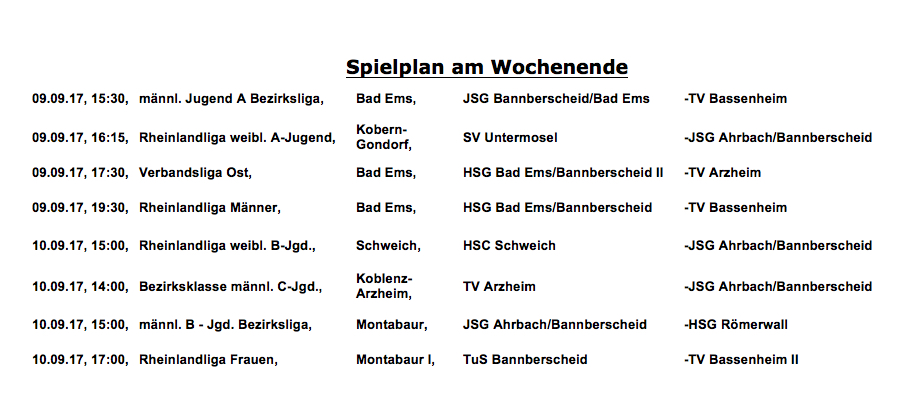 Endlich wieder Handball – am 9. und 10. September