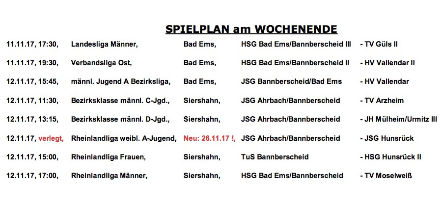 Handball am 11. und 12. November